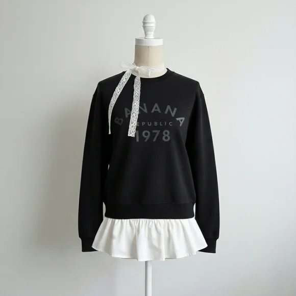 Banana Republic Black Sweatshirt Regular Fit - Picture 1 of 4